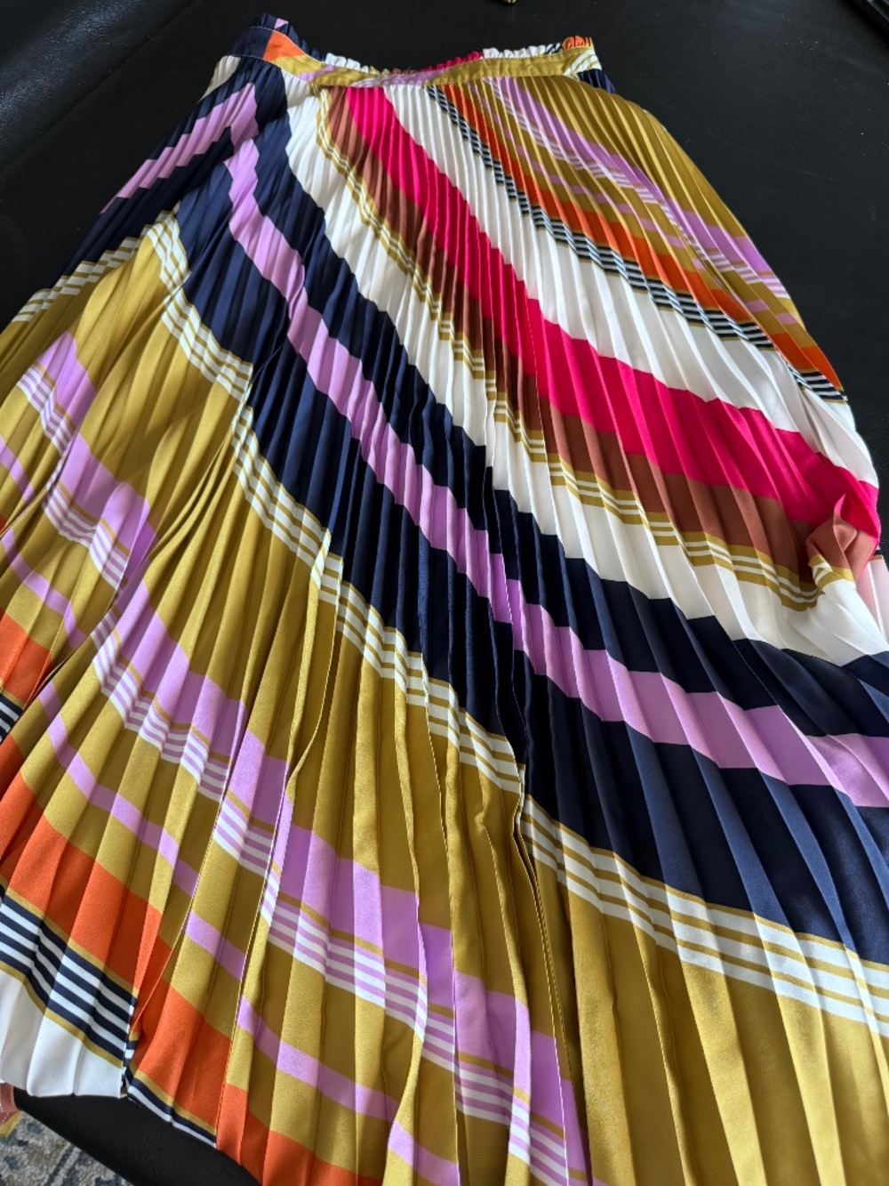 Anthropologie Maeve Pleated Strip Long Skirt Size 10